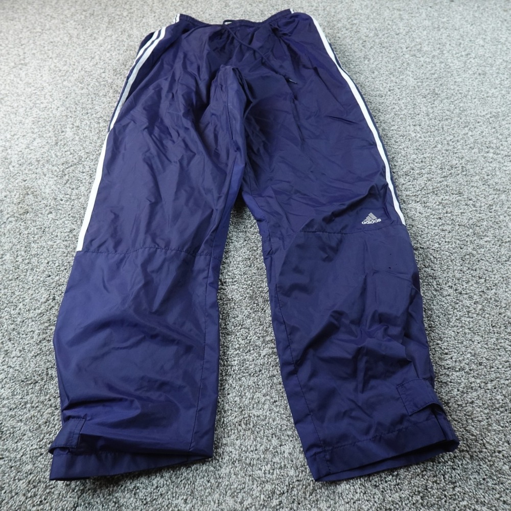VTG Adidas Pants Mens L Blue Track Drawstring Windbreaker Jogger Gym 90s Y2K